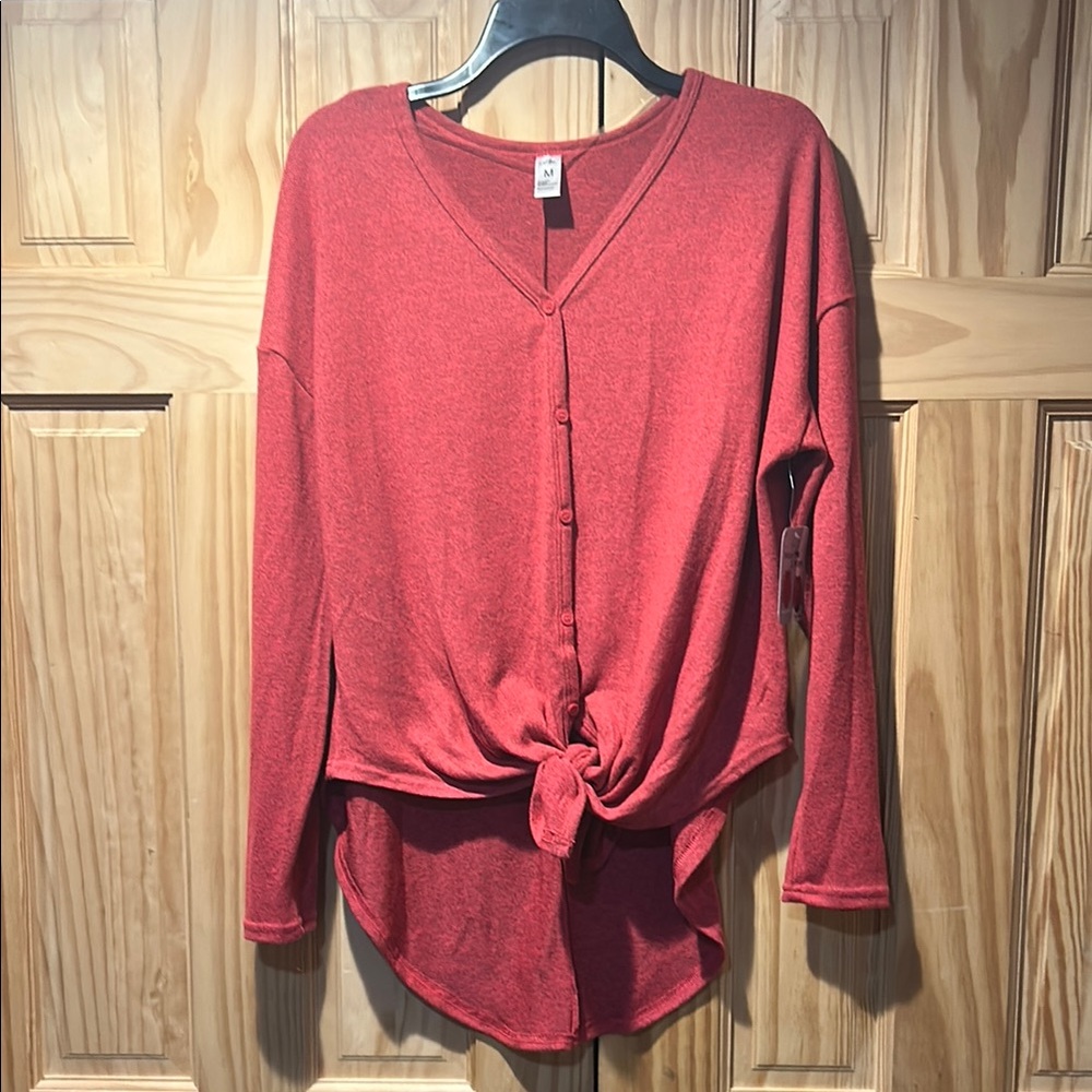 Elegant Red Women's Button-Down Shirt